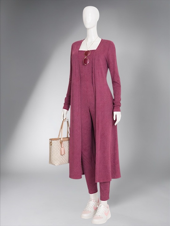 Longline Ribbed Jumpsuit Set - Picture 2 of 13